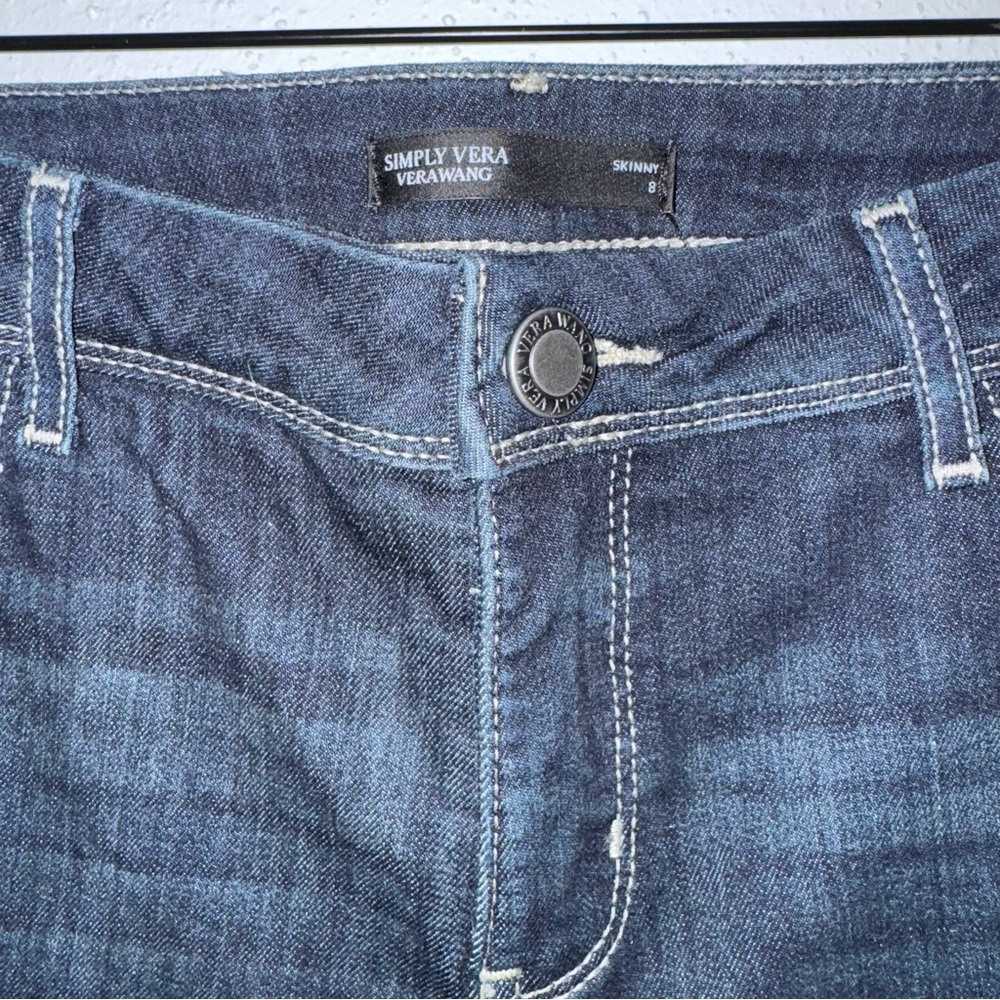 SIMPLY VERA Dark Wash Mid-Rise Skinny Denim Jeans Women's Size 8 Stretch 29 Wang - Picture 6 of 6